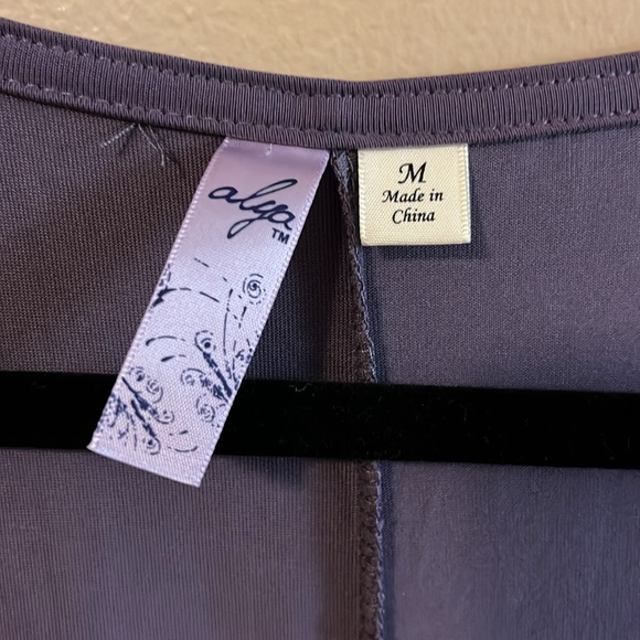 Alya Purple Ruched Front Short Sleeve Panel Swing Dress M - Picture 2 of 11